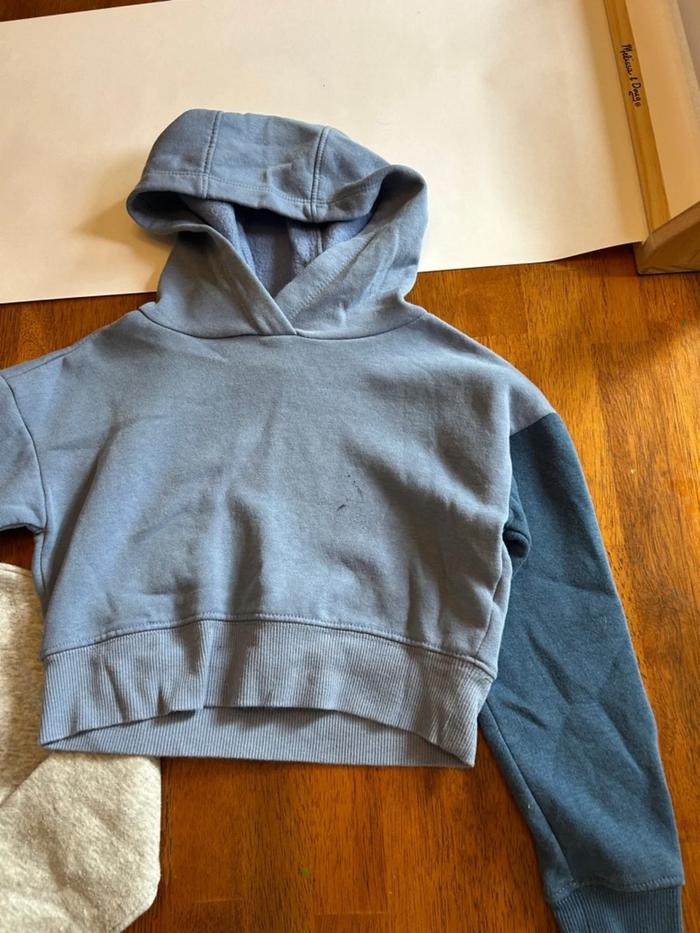 Girls Cropped Hoodie Set Size XS 4-5 Gray Blue Cozy Athleisure